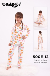 BAKBEBE 500E-12/1- ÇİÇEK CIVILTILI KIZ PİJAMA TAKIMI