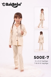 BAKBEBE500E-7/1- ÇİÇEK DESENLİ KIZ PİJAMA TAKIMI