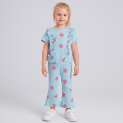 KIZ 2/5 YAŞ YAZ ÇİÇEK BASKILI  TAKIM