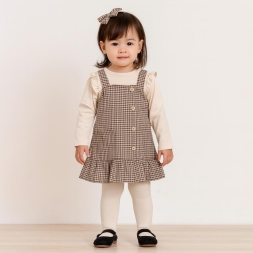KIZ 2/5 YAŞ RAPORLU DÜĞMELİ KIZ ELBİSE