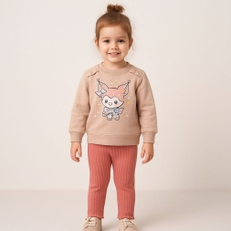 KIZ 6/18 AY SİHİRBAZ KEDİ BASKILI TAKIM