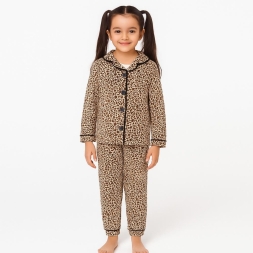 KIZ 9/24 AY LEOPAR BASKILI PİJAMA TAKIM