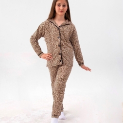 KIZ 11/14 YAŞ LEOPAR BASKILI PİJAMA TAKIM