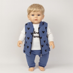 KIZ 3/12 AY BEBELLOVE KAFA DESENLİ YELEK  TAKIM