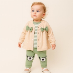 KIZ 3/12 AY BEBELLOVE FİYONKLU HIRKA  TAKIM