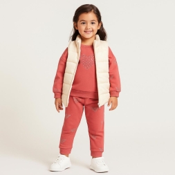 KIZ 2/5 YAŞ BEJ YELEKLİ TAŞLI TAKIM