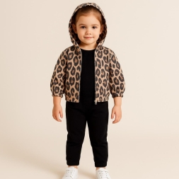 KIZ 6/24 AY LEOPAR DESENLİ HIRKA  TAKIM