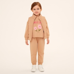 KIZ 6/24 AY ÇİÇEKLİ YELEKLİ TAKIM