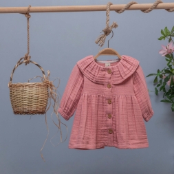 DÜĞMELİ MÜSLİN ELBİSE