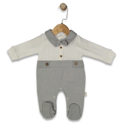 ERKEK 0/6 AY PAPYONLU ÇİZGİLİ DÜĞMELİ  TULUM