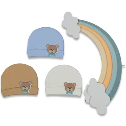 ERKEK 1/9 AY SEVİMLİ AYICIK FİGÜRLÜ ŞAPKA