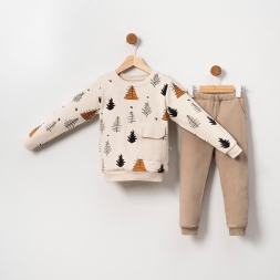 ERKEK 2/5 YAŞ AĞAÇ DESEN CEPLİ ÜÇİP TAKIM