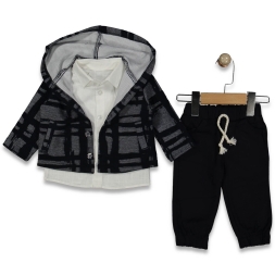 ERKEK 2/6 YAŞ ÇİZGİLİ HIRKALI 3\'LÜ  TAKIM