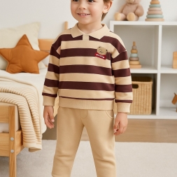 ERKEK 3/6 YAŞ AYICIK APLİKELİÇİZGİ BASKILI ÖRME YA