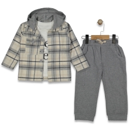 ERKEK 3/6 YAŞ KAPŞONLU EKOSE GÖMLEK 3 LÜ TAKIM