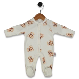 ERKEK 3/9 AY ÇORAPLI AYICIK BASKILI TULUM