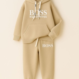 ERKEK 5/12 YAŞ YAZILI CEPLİ KAPŞONLU OVERSİZE 2\'Lİ