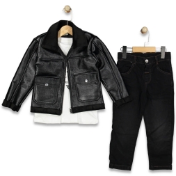 ERKEK 5/8 YAŞ DERİ CEKETLİ TAKIM