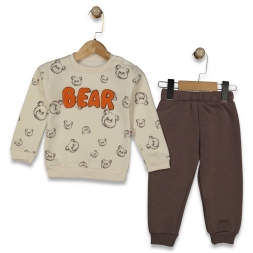 ERKEK 6/24 AY BEAR NAKIŞLI ,AYI BASKILI ÜÇİP AYLIK