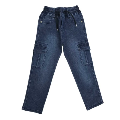 ERKEK 9/12 YAŞ KARGO CEP BELİ LASTİKLİ KOT PANTALO