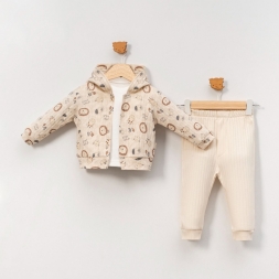 ERKEK 9/24 AY ASLAN KAFASI BASKILI KAPÜŞONLU 3’LÜ