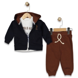 ERKEK 9/24 AY AT BASKILI KAPŞONLU ŞARDONLU 3LÜ TAK