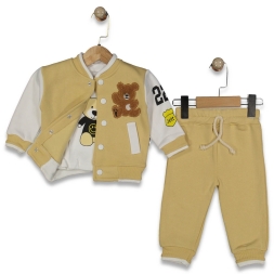 ERKEK 9/24 AY AYI NAKIŞLI YAKA ÇİZGİLİ 3 İP TAKIM