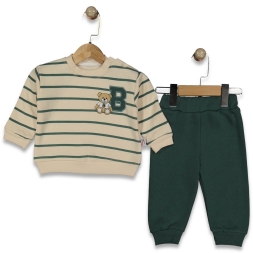 ERKEK 9/24 AY ÇİZGİLİ B HARFLİ İŞLEMELİ TAKIM