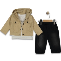 ERKEK 9/24 AY KAPŞONLU KAPİTONE MONT 3’LÜ TAKIM