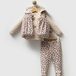 KIZ 3/9 AY LEOPAR YELEKLİ 3 LÜ TAKIM