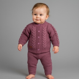 KIZ 3/12 AY KALIN SAÇ ÖRGÜ İKİLİ TAKIM