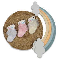 KIZ 0/6 AY FİYONKLU SİMLİ KALPLİ ÇORAP