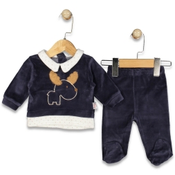 KIZ 0/6 AY GEYİK NAKIŞLI KADİFE  TAKIM