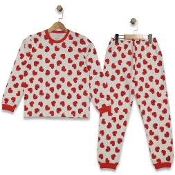 KIZ 10/12 YAŞ KALPLİ PJAMA TAKIM