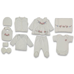 KIZ 1/3 AY BEBE YAKALI ÇİÇEKLİ 10 LU