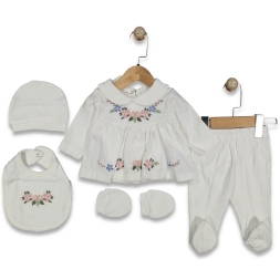 KIZ 1/3 AY BEBE YAKALI ÇİÇEKLİ 5 Lİ