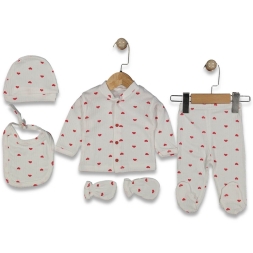 KIZ 1/3 AY KALP DESENLİ 5Lİ HASTANE ÇIKIŞI SETİ