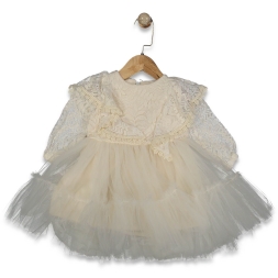 KIZ 1/5 YAŞ DANTEL TÜLLÜ IZN KOLLU ELBİSE