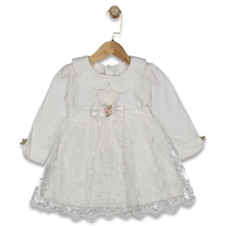 KIZ 2/4 YAŞ KALPLİ İNCİLİ ELBİSE