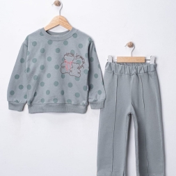 KIZ 2/5 YAŞ AYICIK TAŞ BASKILI KIZ TAKIM