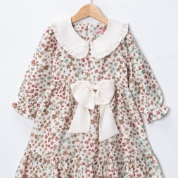 KIZ 2/5 YAŞ BELİ FİYONKLU YAKALI MODAL ELBİSE