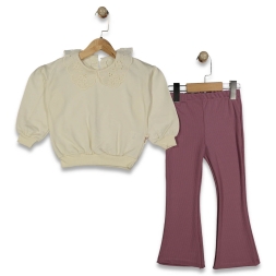 KIZ 2/5 YAŞ ÇİÇEK NAKIŞLI YAKALI BELDEN BÜZGÜLÜ EL