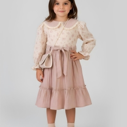 KIZ 2/5 YAŞ ÇİÇEKLİ MÜSLİN ELBİSE