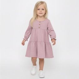 KIZ 2/5 YAŞ DÜĞMELİ PENYE MÜSLİN ELBİSE