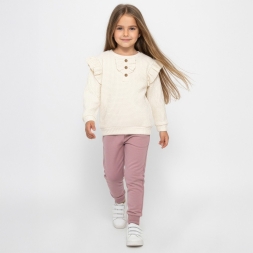 KIZ 2/5 YAŞ DÜĞMELİ WAFFLE TAKIM