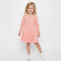 KIZ 2/5 YAŞ EKOSE ÇİÇEKLİ ELBİSE