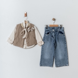 KIZ 2/5 YAŞ GL DETAYLI YELEKLİ  TAKIM