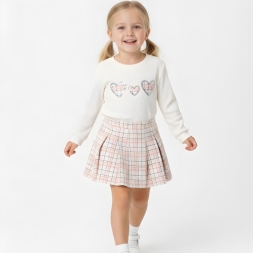 KIZ 2/5 YAŞ KALP NAKIŞLI EKOSE ETEKLİ TAKIM