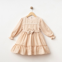 KIZ 2/5 YAŞ KETEN BRODE ELBİSE