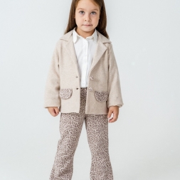 KIZ 2/5 YAŞ LEOPAR PANTALONLU CEKETLİ ÜÇLÜ TAKIM